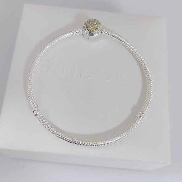 Pandora Moments Logo Clasp Snake Chain Bracelet Jewelry - Picture 4 of 8